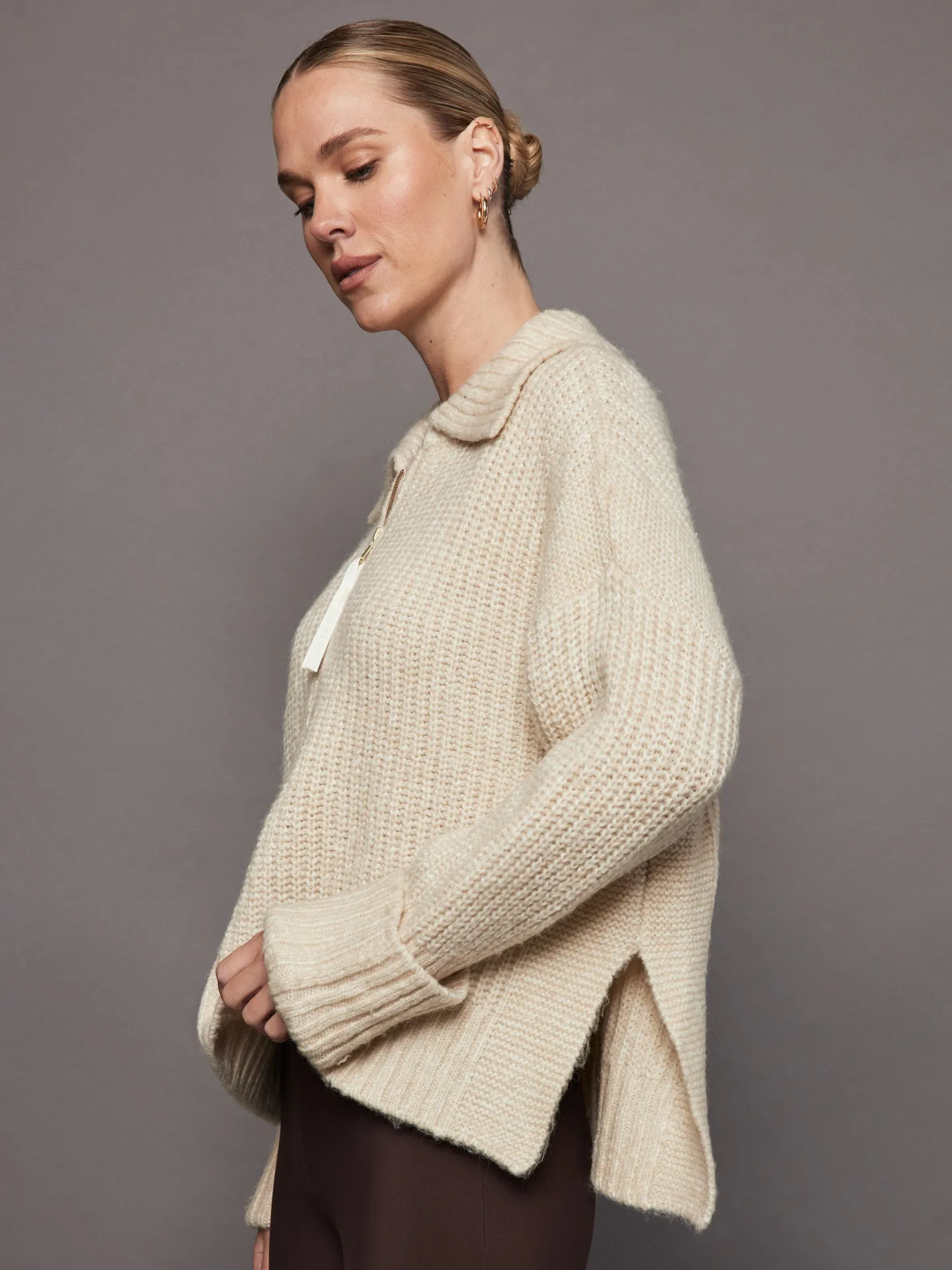 Amelia Half Zip Knit - Birch