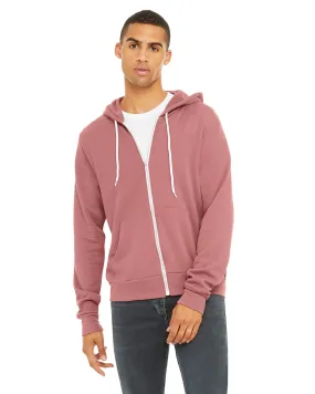 Bella + Canvas Unisex Poly-Cotton Fleece Full-Zip Hoodie 3739 Mauve