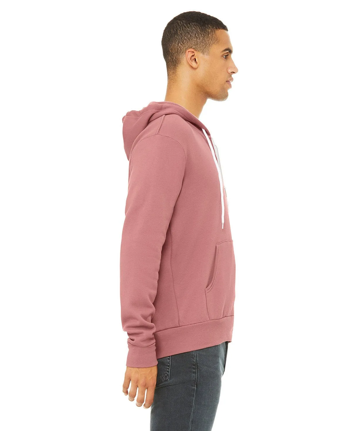 Bella + Canvas Unisex Poly-Cotton Fleece Full-Zip Hoodie 3739 Mauve