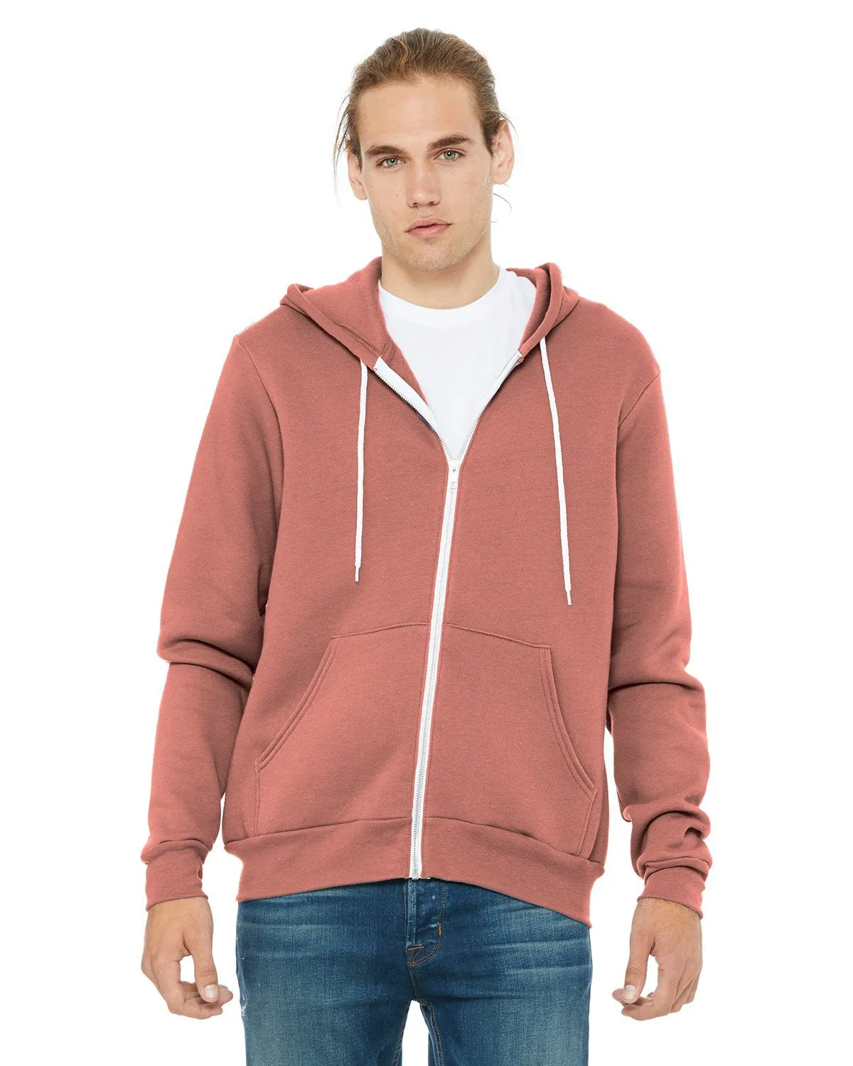 Bella + Canvas Unisex Poly-Cotton Fleece Full-Zip Hoodie 3739 Mauve