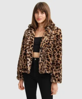 Belle & Bloom Women's Last Call Leopard Faux Fur Jacket