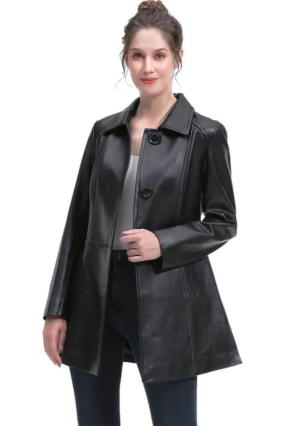 BGSD Women Marah Lambskin Leather Coat