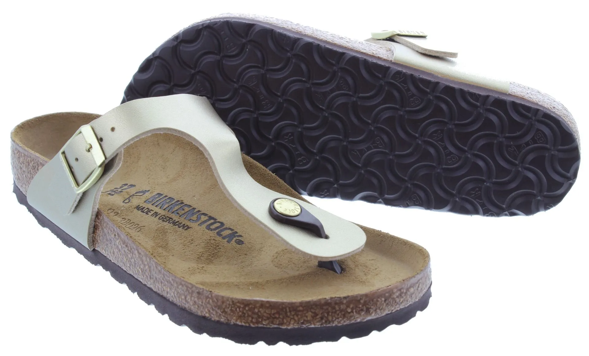 BIRKENSTOCK Ladies Gizeh Toe Post Sandals In Gold