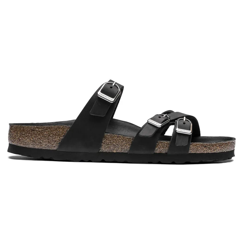 Birkenstock Women’s Franca Slide Sandals-Black Oiled Leather