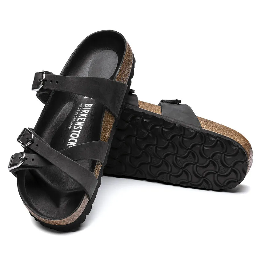 Birkenstock Women’s Franca Slide Sandals-Black Oiled Leather