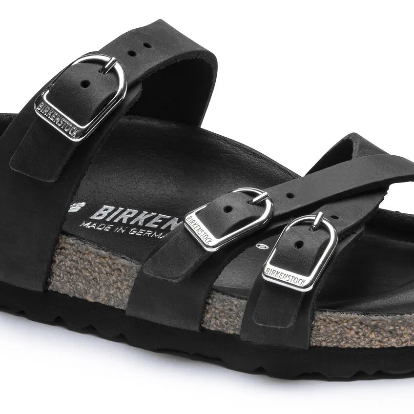 Birkenstock Women’s Franca Slide Sandals-Black Oiled Leather