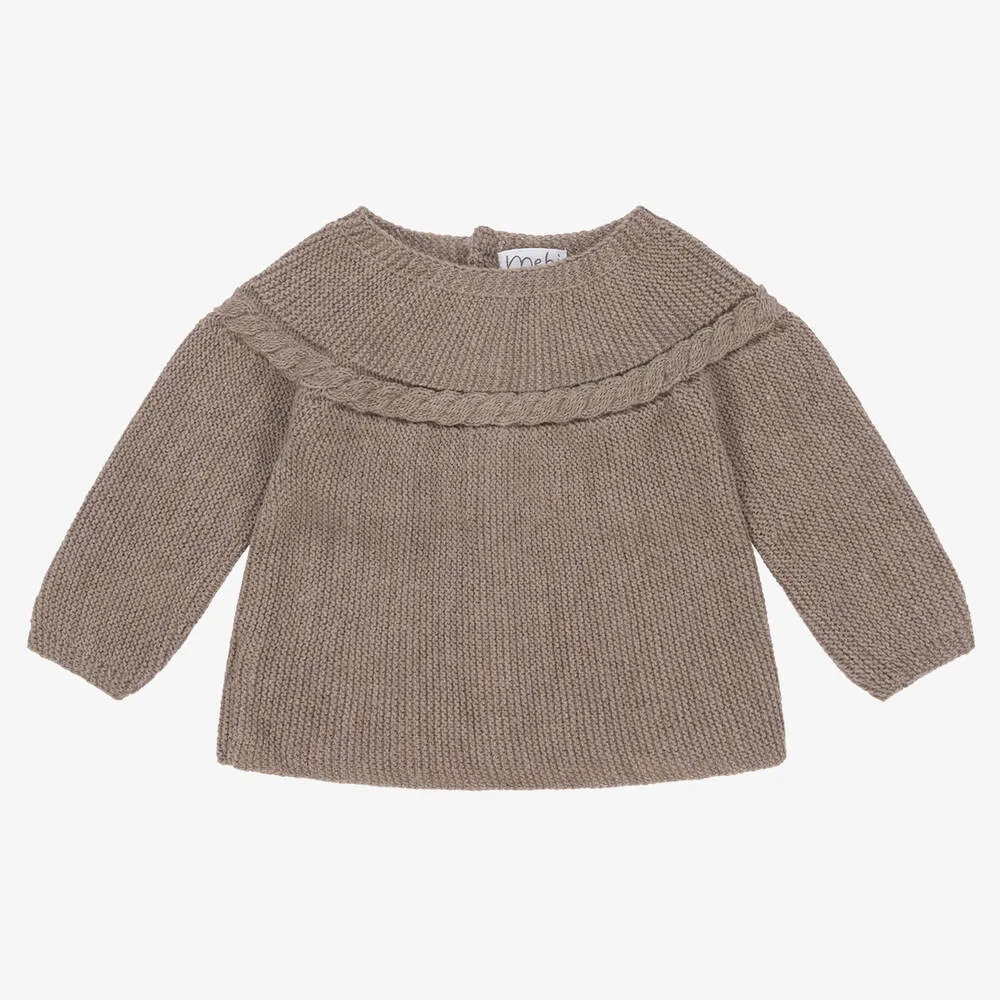 Brown Knitted Baby Sweater