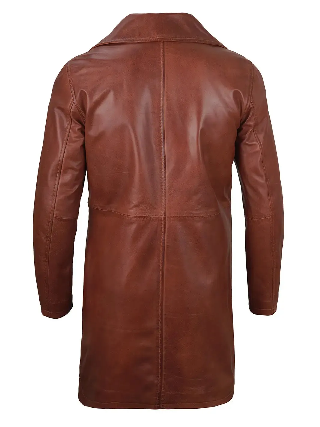 Bryson Cognac Wax Real Leather Car Coat