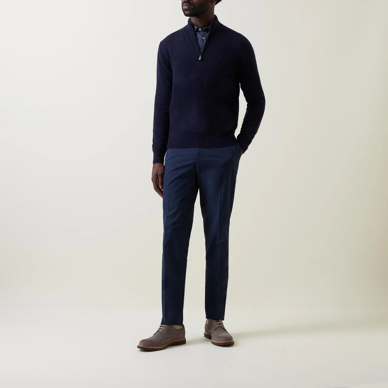 CANALI Half-Zip Cashmere Sweater - Navy