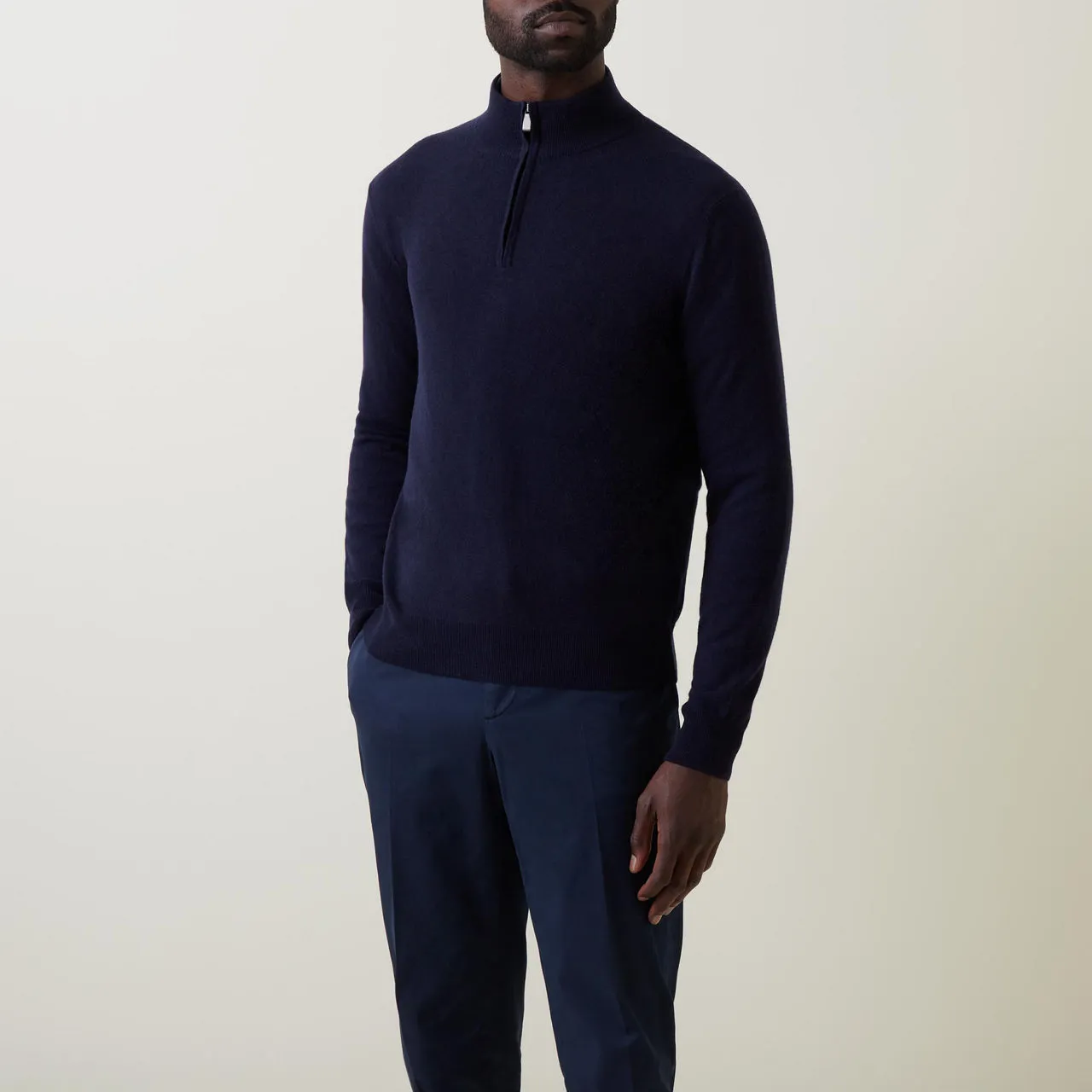 CANALI Half-Zip Cashmere Sweater - Navy