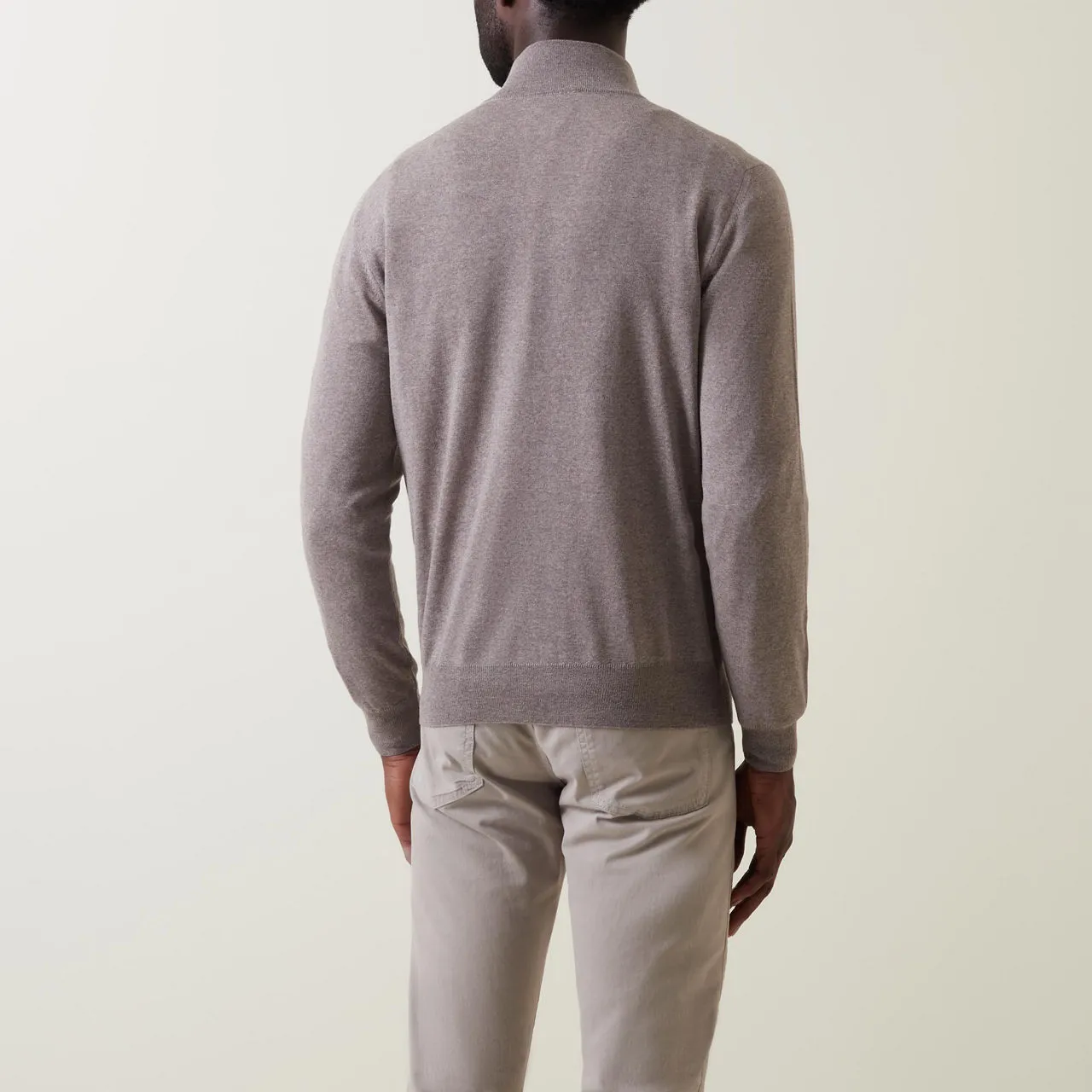 CANALI Half-Zip Merino Knit Sweater - Beige