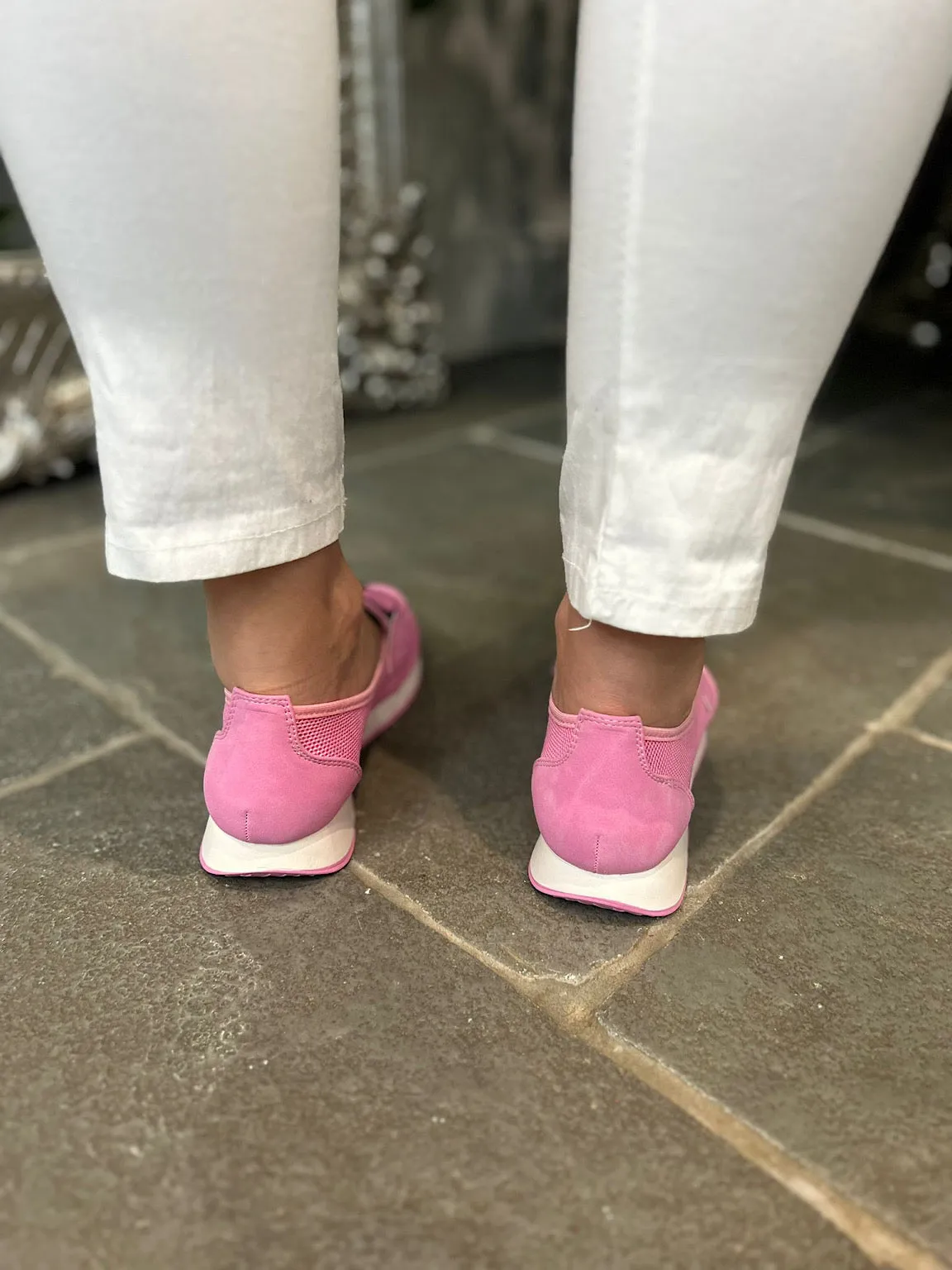 Candy Pink Chain Detail Mesh Loafer Size 7