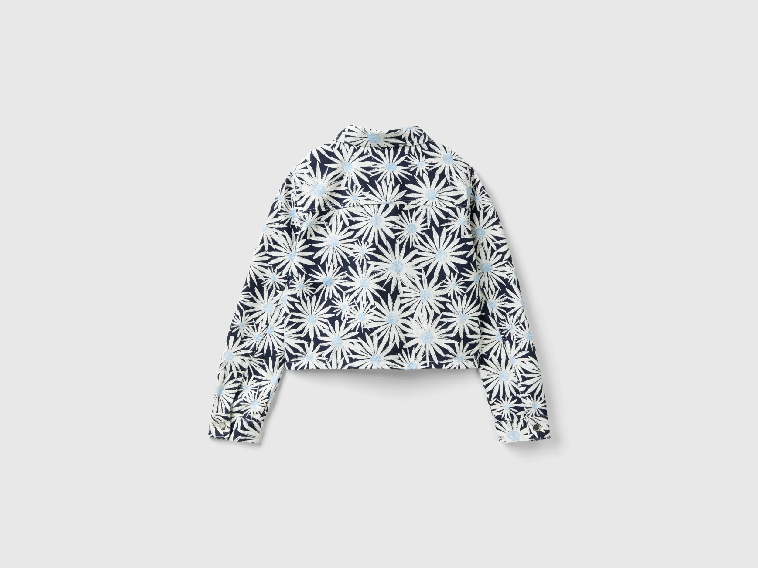 Cropped floral jacket - Blue | Benetton