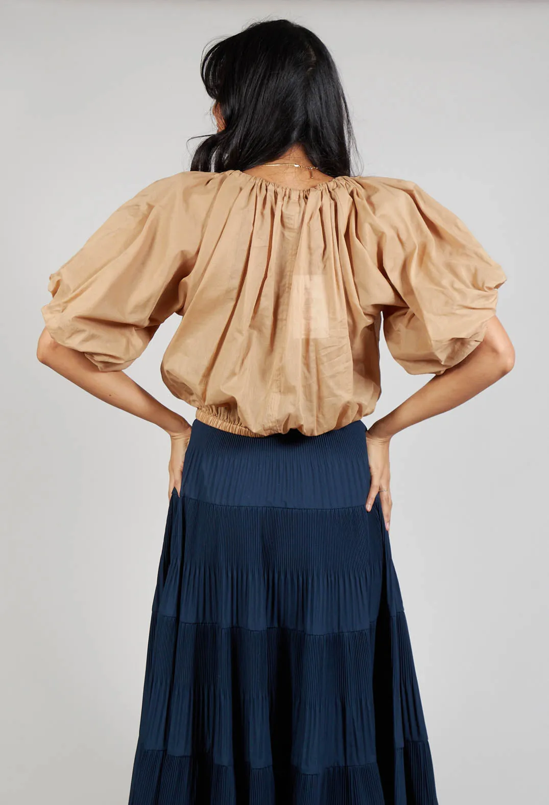 Cropped Prairie Blouse in Camel