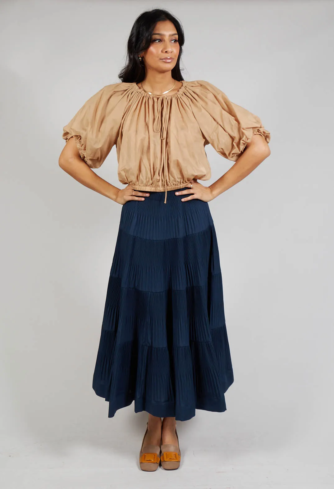 Cropped Prairie Blouse in Camel