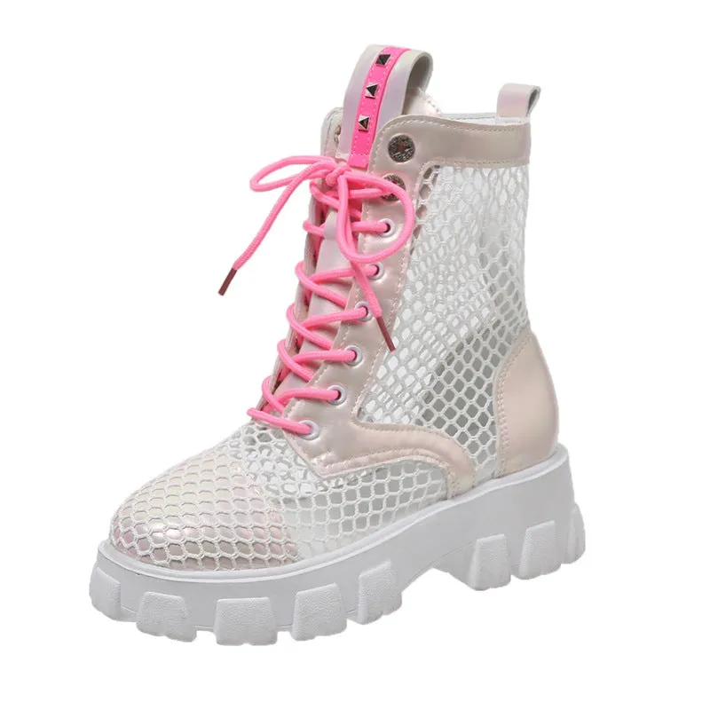 Cross Strap Thick Sole Outside Wear Solid Color Doc Martens Boots For Women