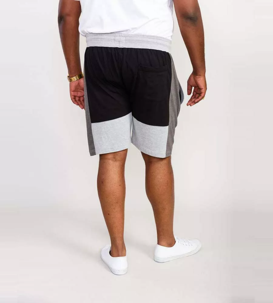 D555 Big Mens Black Couture Shorts With Cut and Sew Panels (KIRTON)