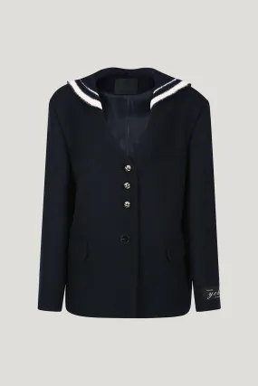 Dark Navy Detachable Sailor Collar Jacket