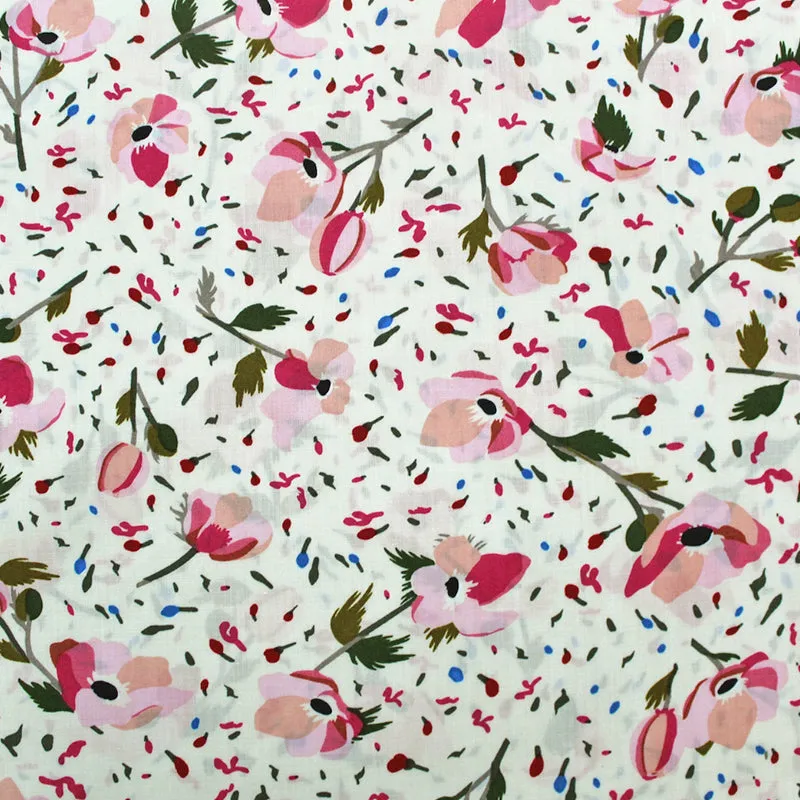 Dressmaking Floral Cotton Lawn Fabric - Elizabeth