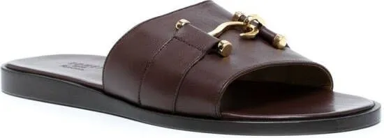 Edhen Milano horsebit-detail leather sandals Brown