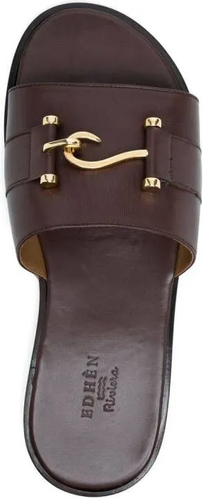 Edhen Milano horsebit-detail leather sandals Brown