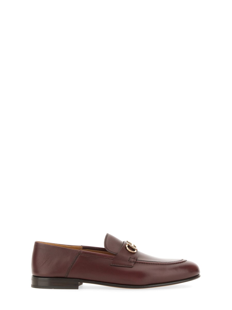 FERRAGAMO    LEATHER LOAFER WITH GANCINI ORNAMENT