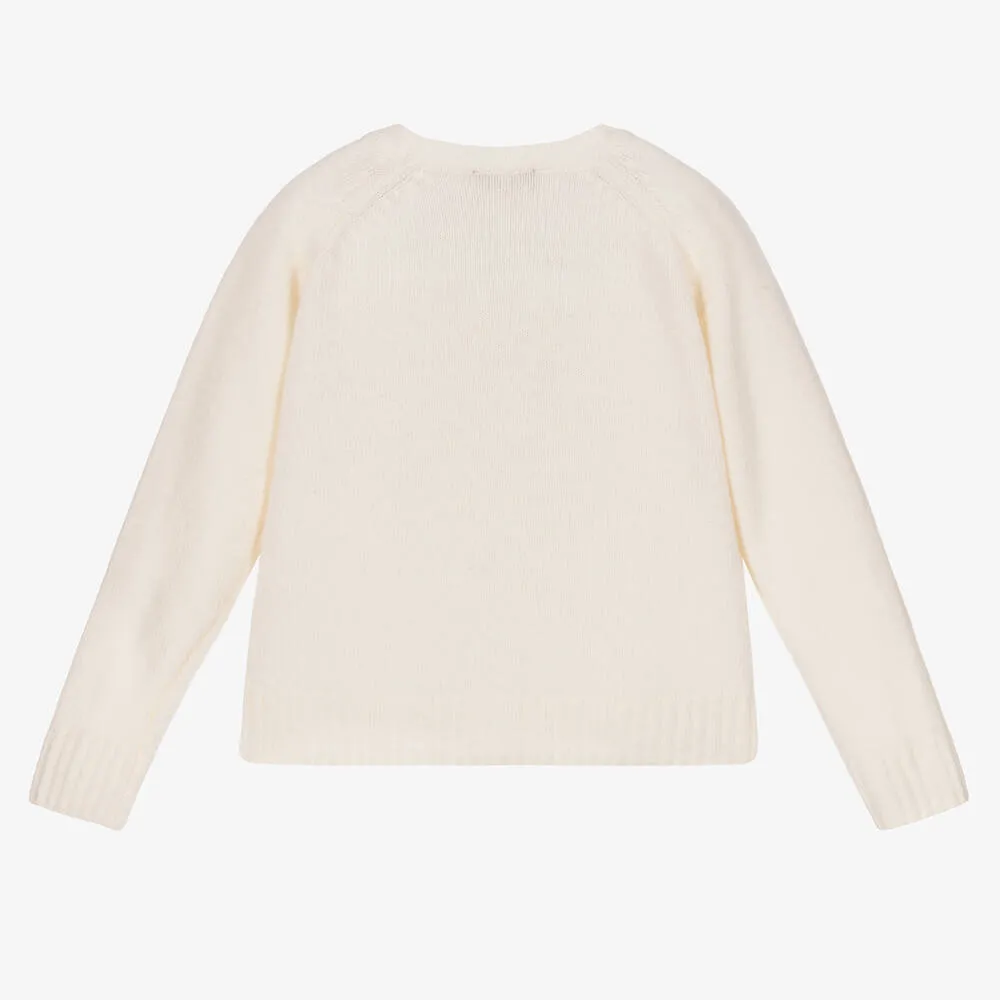 Girls Ivory Wool Sweater