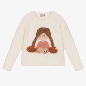 Girls Ivory Wool Sweater