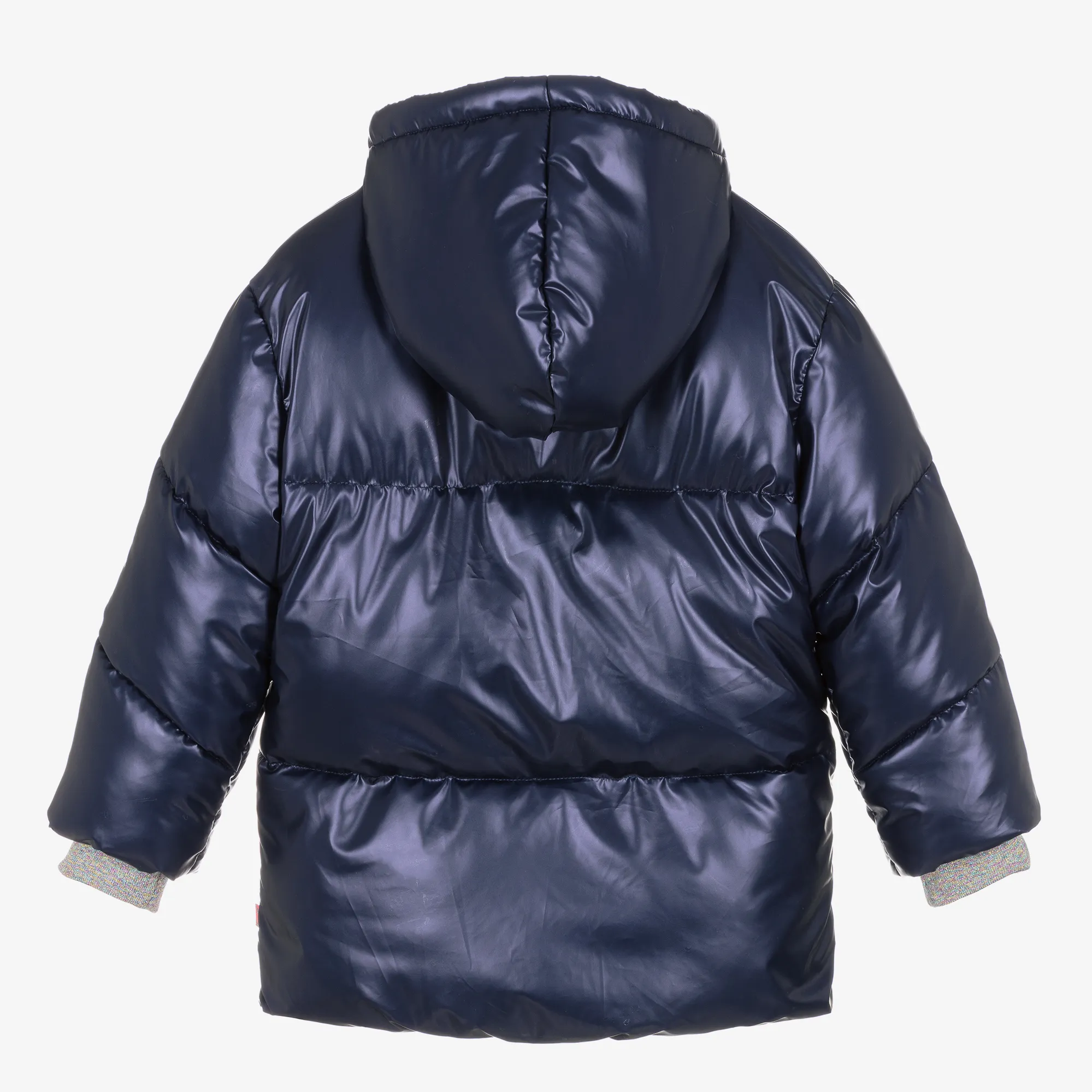 Girls Navy Blue Padded Sequin Coat