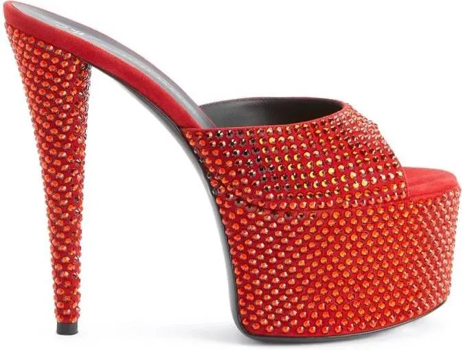 Giuseppe Zanotti Aida 150mm crystal-embellished sandals Red