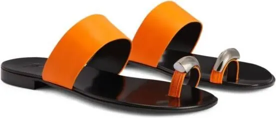 Giuseppe Zanotti Norbert leather flat sandals Orange