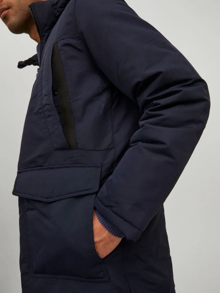 Jack & Jones Hooded Craft Parka Jacket Navy Blazer