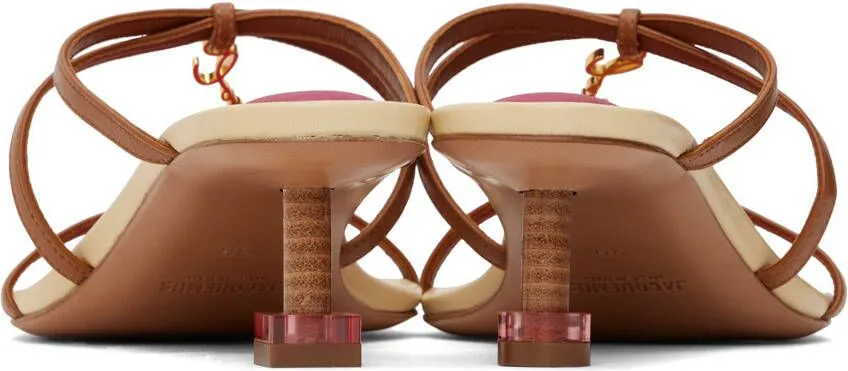 Jacquemus Brown & Pink Le Raphia 'Les Sandales Basses Pralu' Heeled Sandals