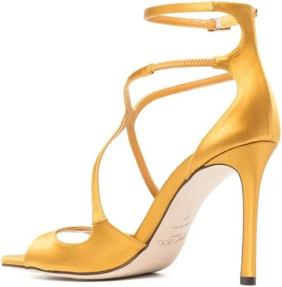 Jimmy Choo Azia 95mm metallic-effect sandals Gold