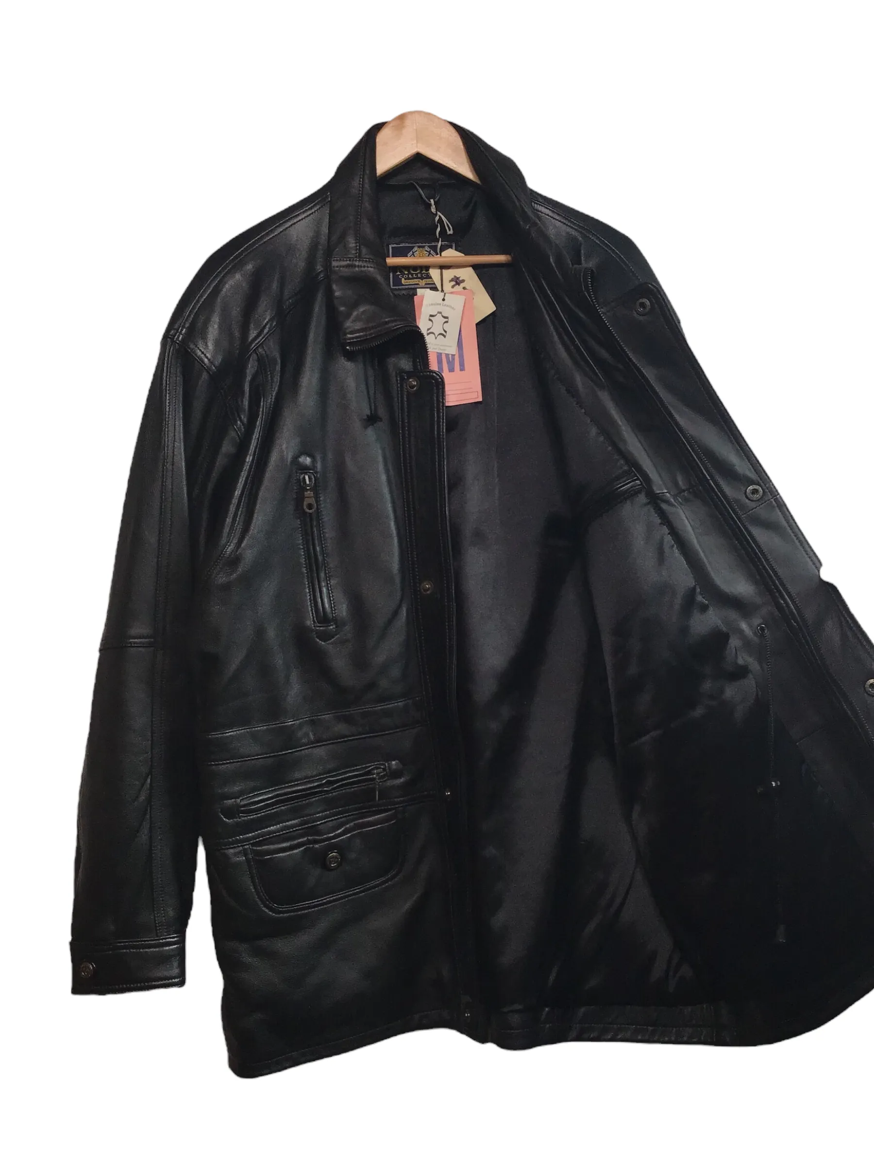 Long Black Leather Coat (Size XL)