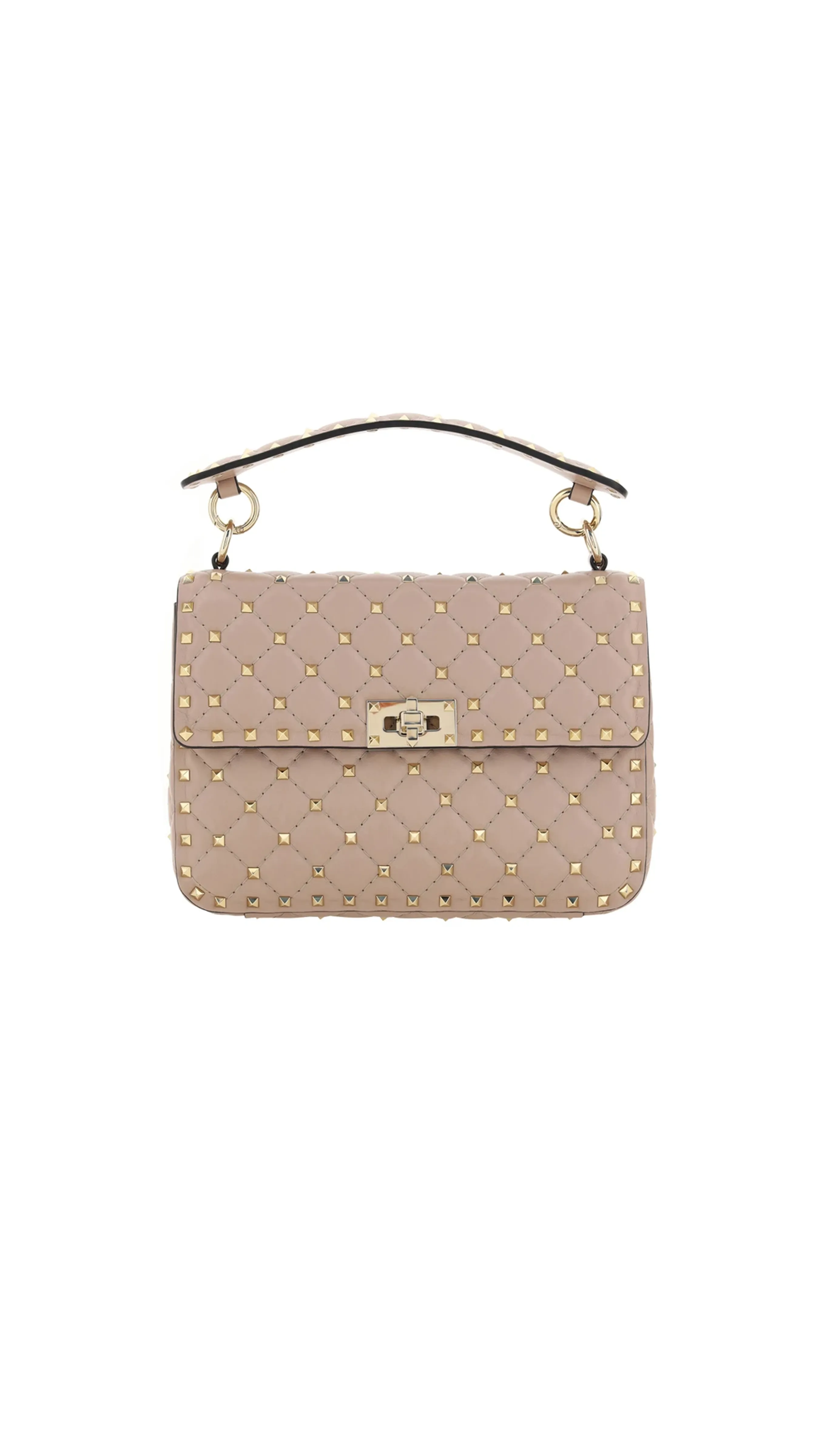 Medium Rockstud Spike Shoulder Bag - Beige