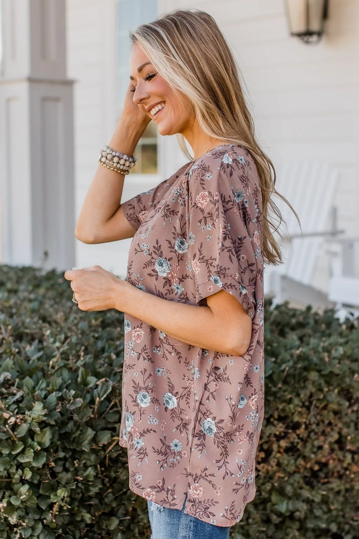 Much To My Delight Floral Blouse- Pale Mauve