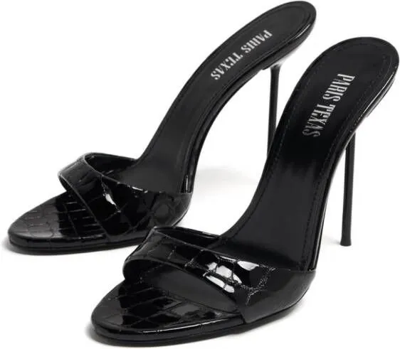 Paris Texas Lidia 105mm crocodile-effect sandals Black