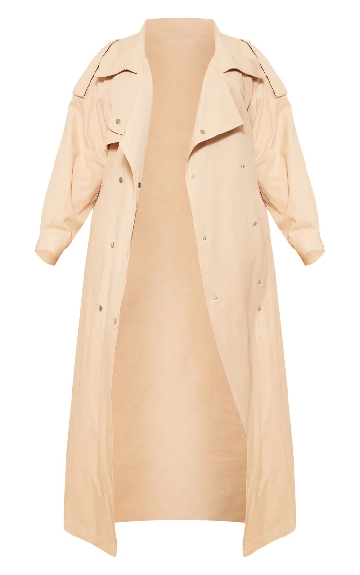 Plus Stone Popper Detail Trench Coat