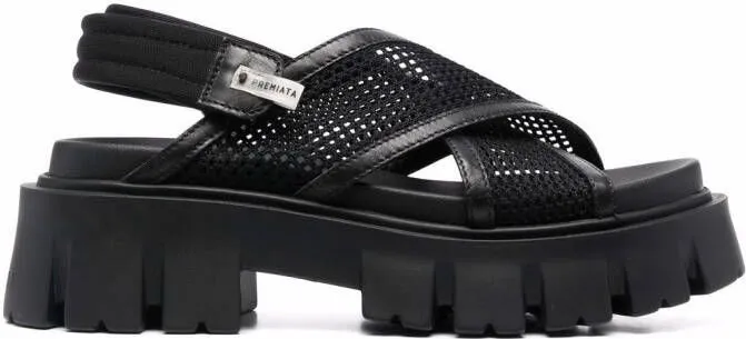 Premiata mesh-strap detail sandals Black