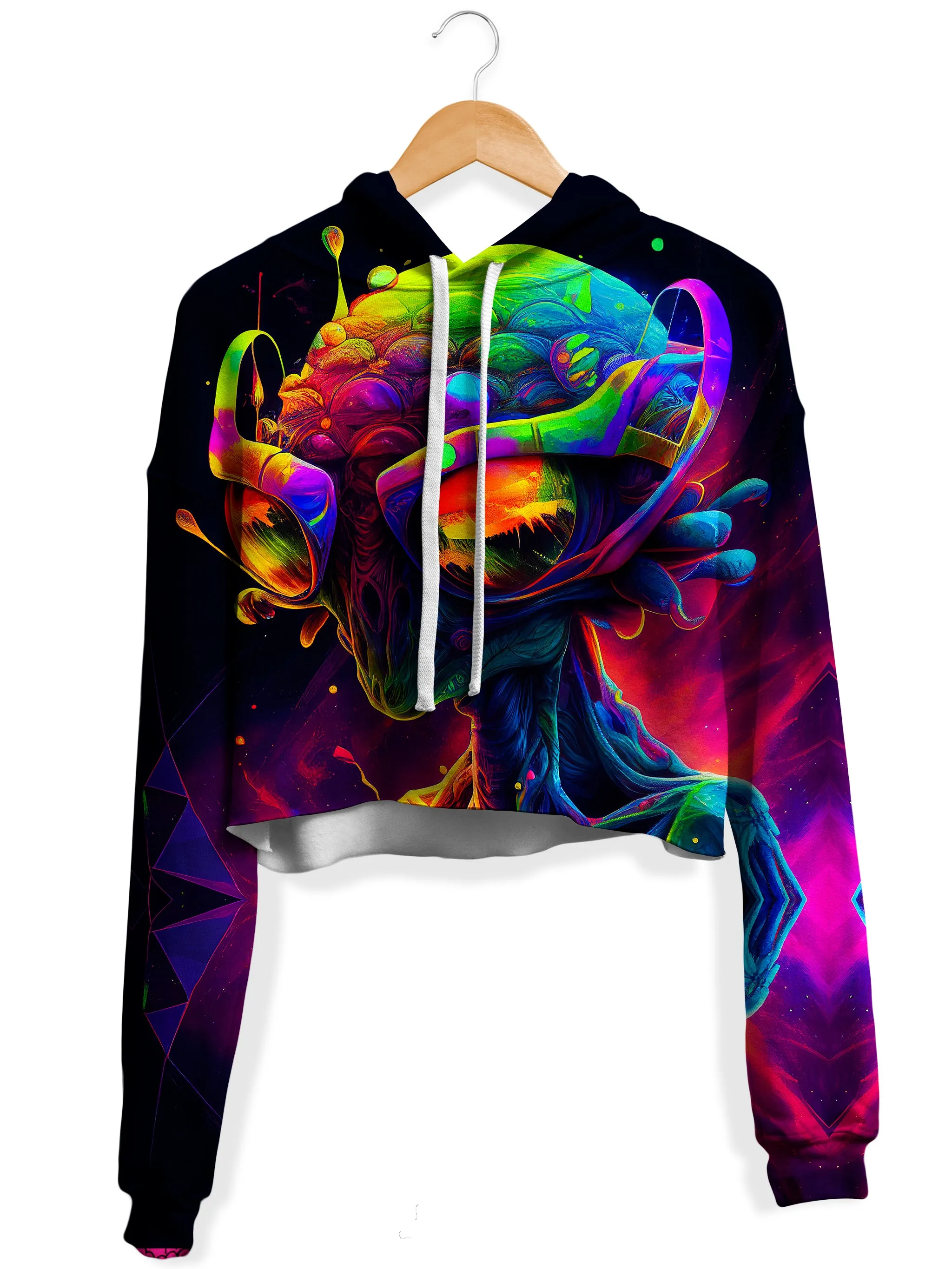 Psychedelic Alien Crop Hoodie and Leggings Combo