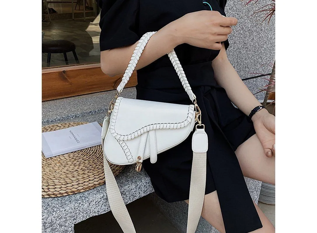 PU Leather Saddle bag Double Belt Shoulder Bags Fashion 2020 Summer Cross body Bag