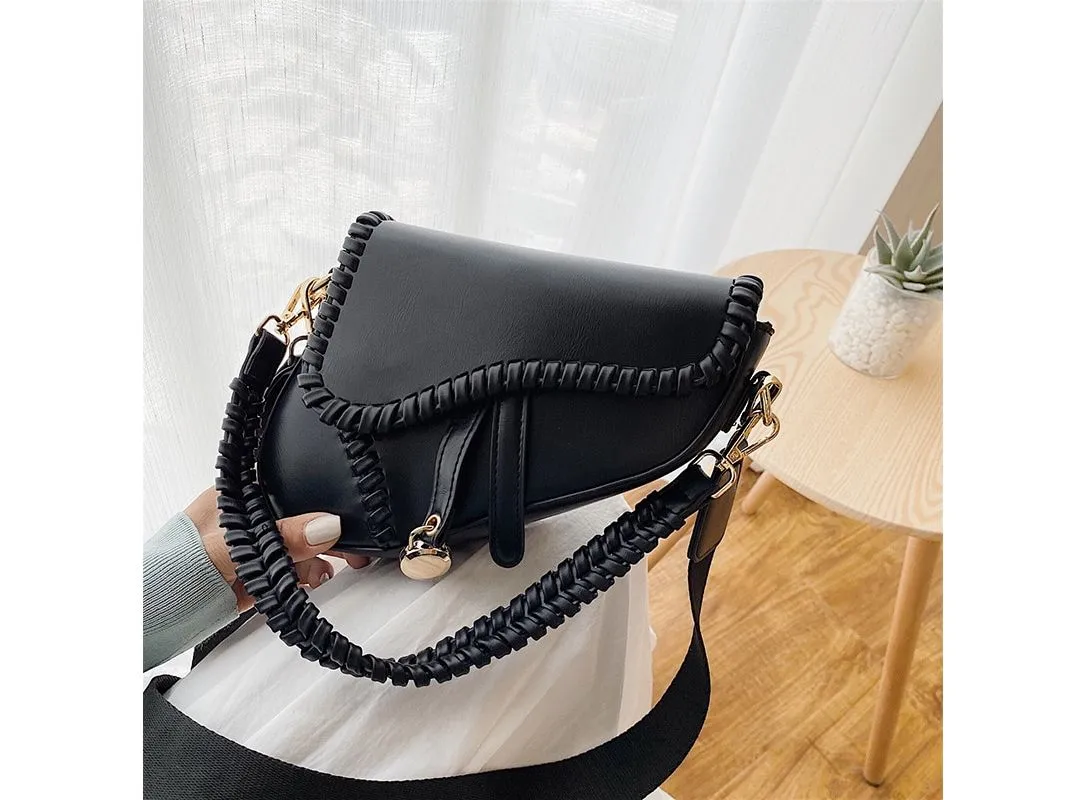 PU Leather Saddle bag Double Belt Shoulder Bags Fashion 2020 Summer Cross body Bag