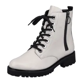 Remonte Women's White Biker Boots with Zipper and EVA Sole for Comfort