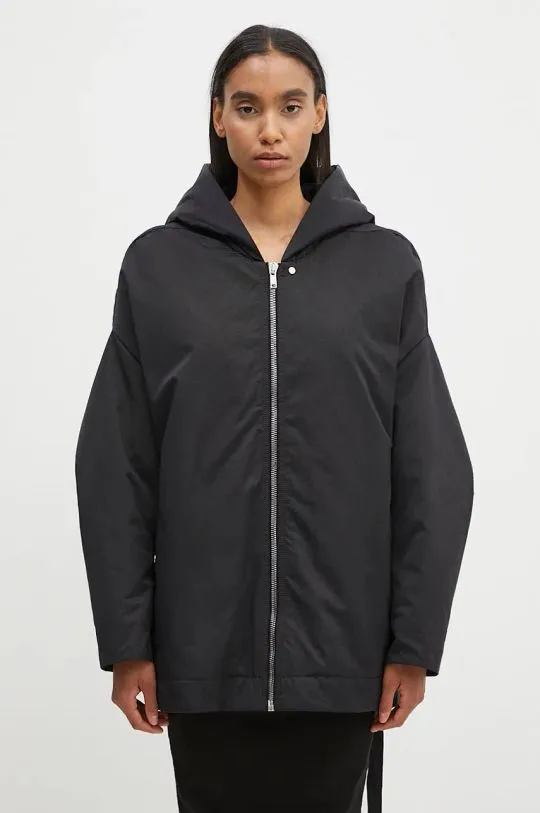 Rick Owens jacket Hooded Peter women's black color DS02D2725.MU