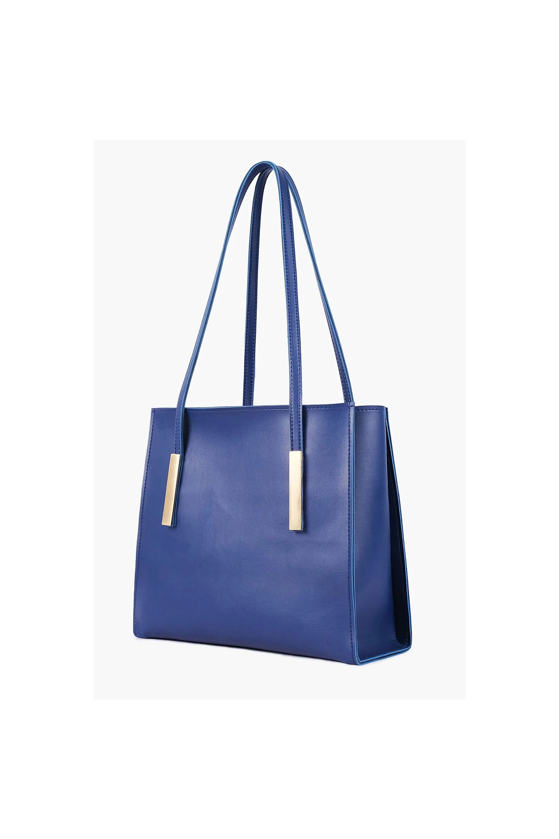 RTW Blue Zipper Shoulder Bag With Long Handle Blue Women Shoulder Bags