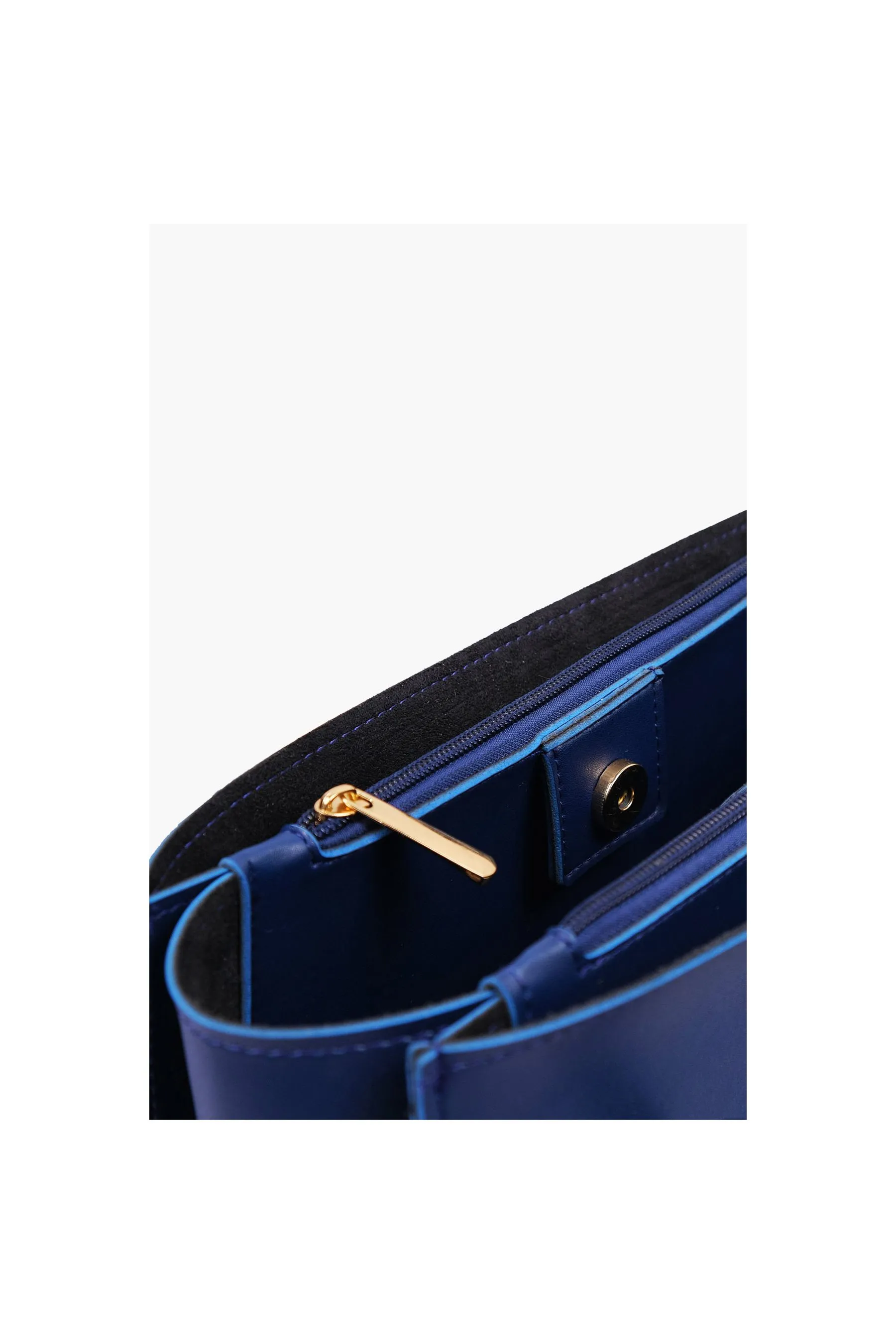 RTW Blue Zipper Shoulder Bag With Long Handle Blue Women Shoulder Bags