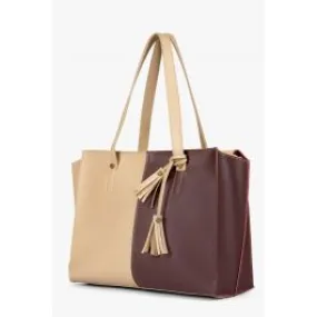 RTW Off White And Burgundy Over The Shoulder Tote Bag Multicolor Women Shoulder Bags