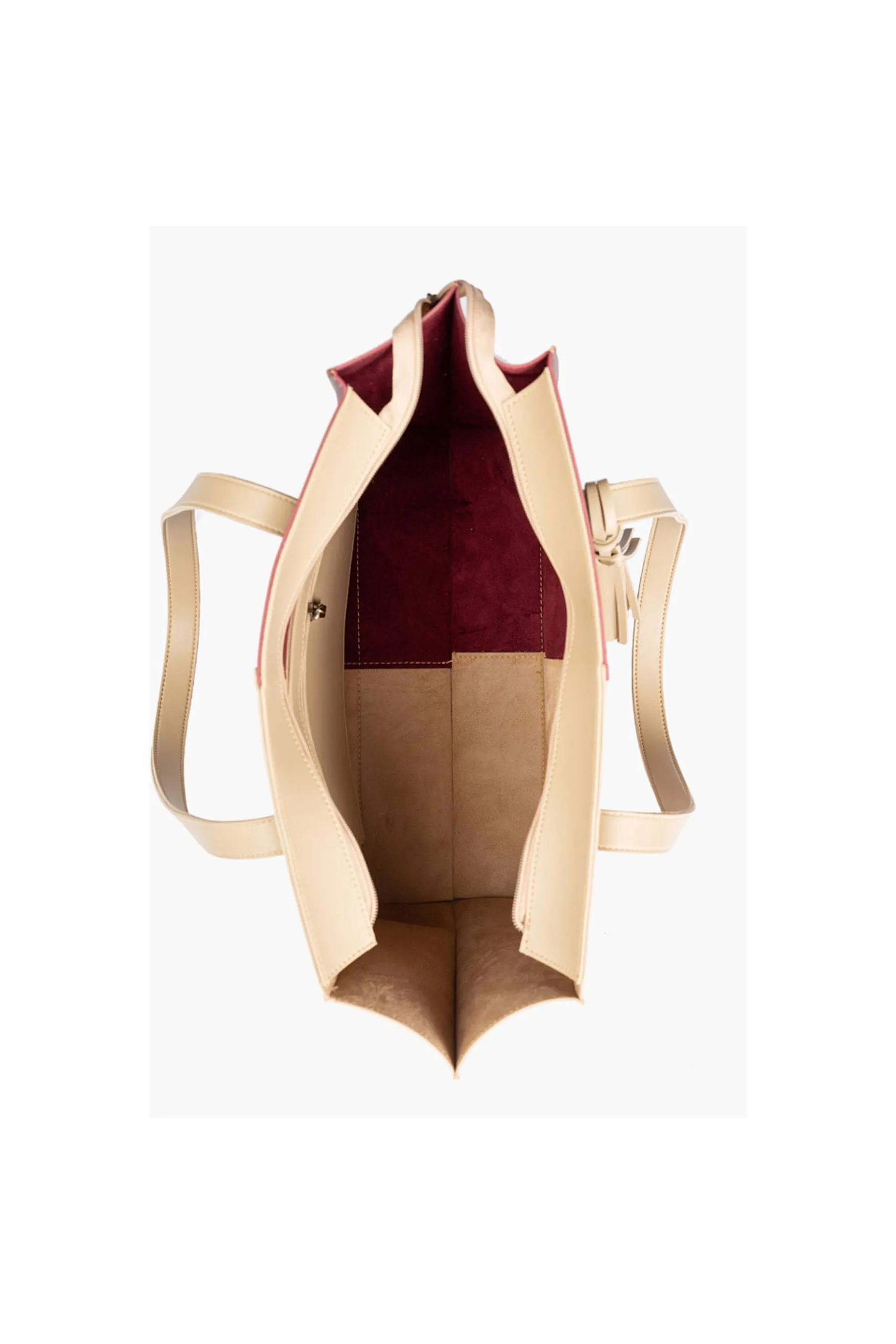 RTW Off White And Burgundy Over The Shoulder Tote Bag Multicolor Women Shoulder Bags