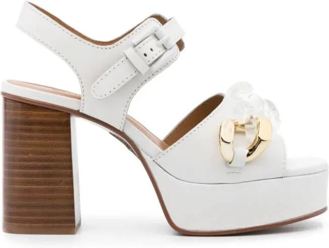 See by Chloé chain-link platform sandals White